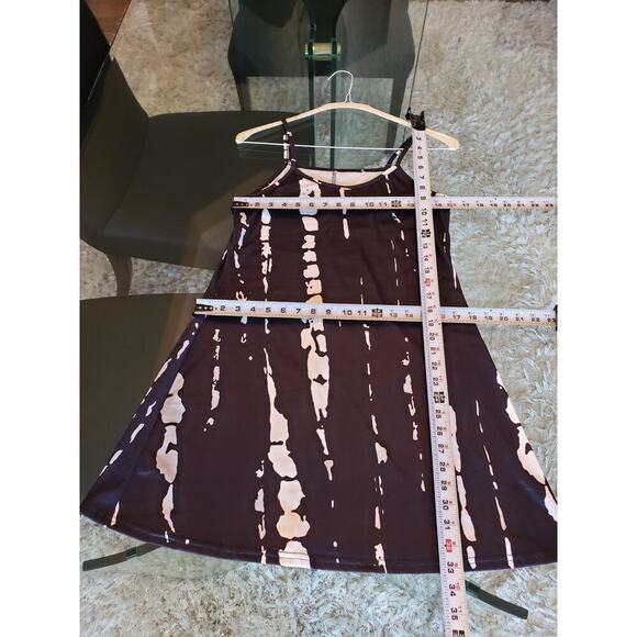 Women's Camisole Dress Medium Black Tie Dye Print Sleeveless Stretch Round Neck - Picture 7 of 11